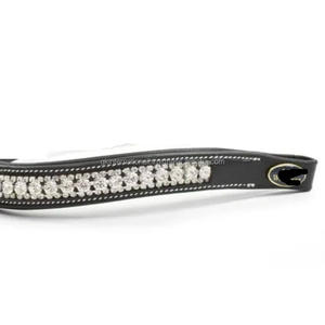 Diadema de cuero acolchada suave y cómoda para caballo con costuras blancas duraderas y cristales transparentes blancos con pedrería Mega Bling - Product Image 6