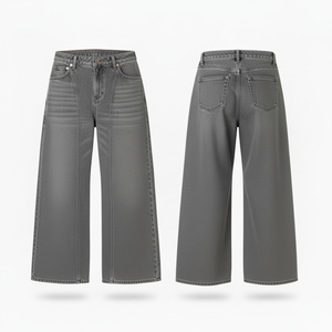 Jean en denim unisexe vintage américain, taille mi-haute, coupe droite ample, délavé moyen, mode automne, pantalon décontracté streetwear - Product Image 1