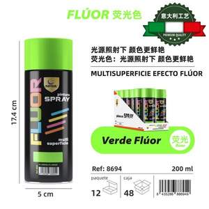 Pinturas Artísticas de Plástico Verde Fluorescente de 200 ml, Alta Visibilidad para Expresiones Creativas - Product Image 3