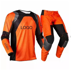 Combinaison de course moto pour homme, ensemble maillot et pantalon à manches longues, rose et noir, imprimé par transfert thermique, séchage rapide, anti-UV, % polyester, été - Product Image 1