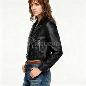 Chaqueta de Cuero Ajustada para Hombre, Estilo Motero, Cuello Alto, Logotipo Frontal, Resistente al Viento y Transpirable, para Invierno - Product Image 2