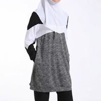 Ensemble de survêtement décontracté pour femmes musulmanes, tenue de sport islamique modeste, ensemble d'entraînement à couverture intégrale, respirant, confortable, brodé