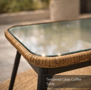 Contemporary <b>Rattan</b> Outdoor <b>Sofa</b> Set with Coffee Table Garden Seating 4 Person Weather Resistant Patio Furniture - Product Image 6
