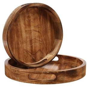 Plateau de service en bois multifonctionnel pour table ottoman, décoration de salon et service de boissons, d'apéritifs et de repas - Product Image 1
