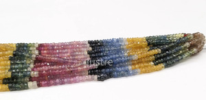 Cuentas Redondas Facetadas de Zafiro Multicolor Natural, Hilo de Piedras Preciosas de Zafiro Arcoíris de 16 Pulgadas, Suministros para la Fabricación de Joyas - Product Image 3