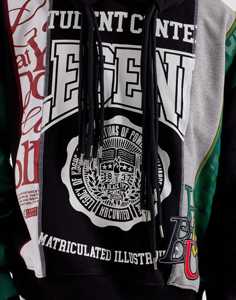 เสื้อฮู้ดสตรีทแวร์ พิมพ์ลายสกรีน ประดับเพชรเทียม ผ้าเฟรนช์เทอร์รี่ ดีไซน์เนอร์ ซิปฮู้ดดี้ โอเวอร์ไซส์ ซิปหน้า - Product Image 2