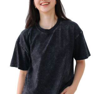 เสื้อยืดผู้หญิงซักได้แบบกรดเสื้อยืดผ้าฝ้าย100% ซักกรดเฮฟวี่เวท - Product Image 6