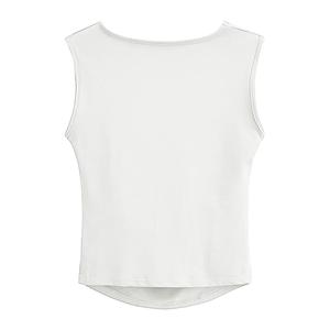 Camiseta sin mangas para mujer con cuello cuadrado, largo regular, lazo frontal asimétrico, estilo casual, holgada, oversize, lavado ácido, transpirable - Product Image 6