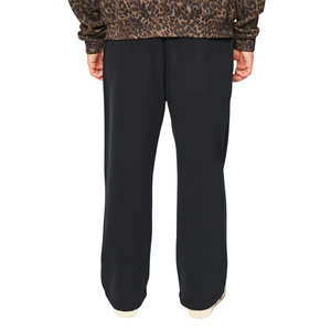 Pantalon de survêtement noir pour homme, taille élastique avec cordon de serrage, décontracté, poches latérales, en coton tricoté mi-lourd, idéal pour l'automne - Product Image 3