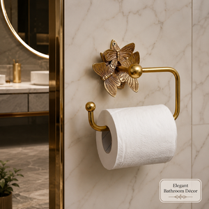 Porte-rouleau de papier toilette mural en laiton massif antique, support décoratif vintage pour salle de bain - Product Image 2