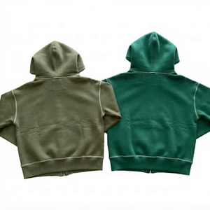 Men Zip Hoodie Vintage Racing <b>Jacket</b> Oversized Streetwear Green Cartoon Embroidered Heavyweight <b>Fleece</b> Full Zip Sweatshirt 100% - Product Image 2