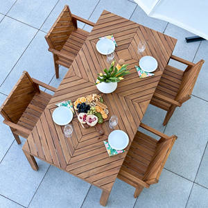 Garden Dining Set Furniture Outdoor Table and Chair Furniture Solid Teak Wood Outdoor Furniture Table and Chair Set - Simone - Product Image 2