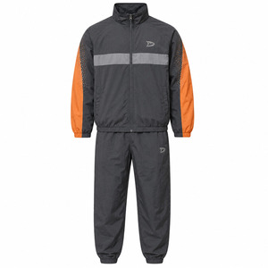 Men Gray Polyester Tracksuit <b>Set</b> Orange Accents Drawstring Closure Side Pockets Sporty <b>Jogger</b> Style Eco-Friendly 2 1 Design - Product Image 4