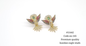 11442Kundan Eagle <b>earrings</b> Fine <b>Stud</b> <b>Earrings</b> Rose plated Cubic Zirconia stone ethnic <b>stud</b> Bird Ear Jewelry for Party Wedding - Product Image 2