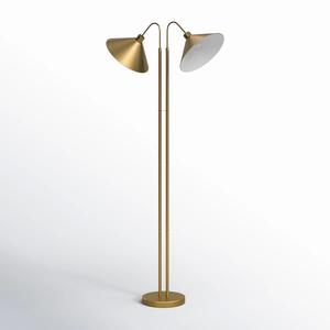 Lampe de sol design haut de gamme avec cadre doré et base en marbre pour intérieurs de luxe - Product Image 1