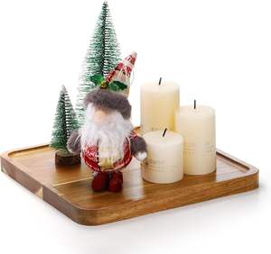 Bandeja Cuadrada de Madera de Acacia, Plato Cuadrado de Madera para Servir, Platos Cuadrados de Madera de Acacia para Charcutería, Frutas y Pan - Product Image 3