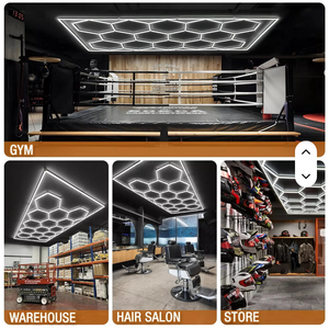 Vente directe usine : Plafonniers LED hexagonaux modernes en grille, type nid d'abeille, pour garage et atelier de detailing automobile - Product Image 3