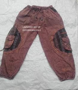 Pantalones bombachos estampados de algodón para mujer Pijamas de retazos de color sólido Pijama de harén de estilo indio - Product Image 4