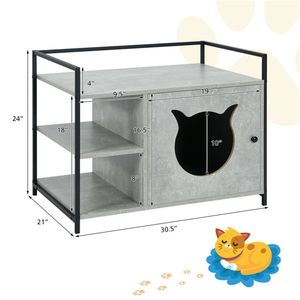 Lettiera Intelligente Moderna per Gatti con Ripiano e Vano Portaoggetti in Plastica PP - Product Image 4