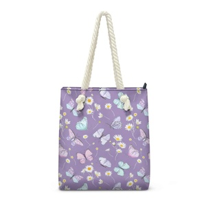 กระเป๋าถือผู้หญิงลายผีเสื้อสีสันสดใส พิมพ์ตามสั่ง ดรอปชิป กระเป๋าสะพายชายหาด น้ำหนักเบา ทนทาน กระเป๋าหูหิ้วเชือกสำหรับสาวๆ - Product Image 2