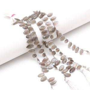Cuentas de piedra lunar gris natural facetadas en forma de marquesa de 7x12-8x13 mm, cuentas de piedras preciosas sueltas talladas a mano para la fabricación de joyería al por mayor. - Product Image 4