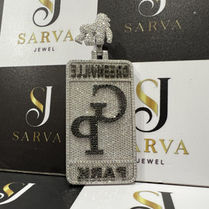 Pendentif Lettre Personnalisé Effet Miroir en Argent Sterling 925, Moissanite VVS Iced Out, Breloque Hip Hop Plaqué Or, Certifié IGI - Product Image 1
