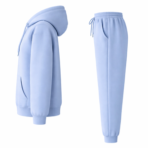 Ensemble de survêtement personnalisé pour femme, respirant, en coton, avec sweat à capuche zippé oversize et pantalon de survêtement, pour le sport et la course - Product Image 3