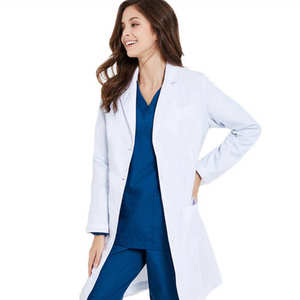 Bata de Laboratorio Unisex Blanca Tejida, 65% Poliéster, con 3 Bolsillos, Cierre a Presión, Detección de Agujas, Uniforme de Hospital, Bata Médica - Product Image 1