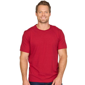 Camiseta Roja Oscura de Primera Calidad |   Camisetas de Cuello Redondo y Manga Corta, Camisetas Casuales de Color Sólido, Camisetas Básicas - Product Image 1