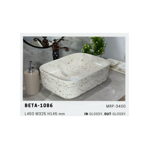 Beta 1086 Lavabo de Cerámica de Lujo Contemporáneo para Encimera, para Interiores de Baños Premium - Product Image 5