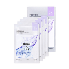 Maschera viso in tessuto Mediheal Derma Synergy Wrapping Mask, confezione da 4 e confezione singola, con Retinolo e Peptidi, per pori e elasticità, in offerta - Product Image 1