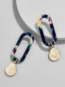 Antique Women <b>Earring</b> Unique Resin Epoxy Craft Ear Ring Design - Product Image 2