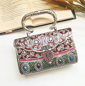 Bolso de Mano de Lujo Hecho a Mano con Mosaico de Piedras Talladas en Latón, Chapado en Oro, Estilo Étnico Europeo, para Mujeres y Niñas, para Fiestas de Novia - Product Image 6