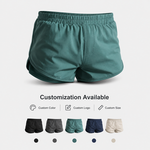 Wholesale Men's Solid Color Quick Dry Knitted Sport Shorts Mid Waist Elastic Waist With Pockets Teal Green Knitted Shorts - Product Image 2
