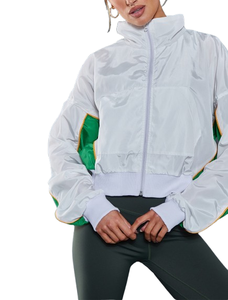 Chaqueta cortavientos de nailon impermeable de alta calidad para mujer, con bloques de color, de secado rápido, para exteriores, con cierre de cremallera. - Product Image 4