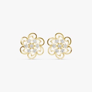 Pendientes de Flor con Diamantes Cultivados en Laboratorio de 0.49CT en Oro Amarillo de 9K, Corte Redondo, Diseño Floral, Joyería Fina Personalizada OEM, Venta al Por Mayor - Product Image 1