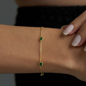 Natural Emerald Beaded <b>Bracelet</b> 925 Sterling <b>Silver</b> 14K Gold Plated Multi Stone GIA Certified Luxury Minimalist Jewelry Gift for - Product Image 1
