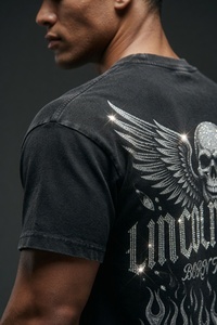 T-shirt à manches courtes en tricot surdimensionné pour homme, style streetwear |   Logo personnalisé, tissu lourd 250g polyester/coton, écologique, uni - Product Image 5