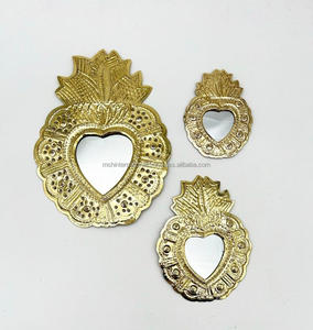 Metal Sacred Milagros Espejo Corazón Sagrado Corazón Marco Vintage Decoración para colgar en la pared - Product Image 3