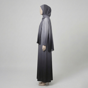 Wholesale Modest Solid Vintage Straight Long Sleeve Chiffon Natural Waistline Silk Washable Eco-Friendly Dubai <b>Abaya</b> Muslim - Product Image 4