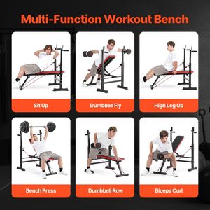6-in-1 Adjustable Workout <b>Bench</b> Press Exercise Set 600lbs Home Gym Strength Training Quick Fol 6-in-1 Weight <b>Bench</b> - Product Image 6