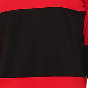 T-shirt à manches longues pour femme, col rond, tricoté, décontracté, coupe ample, anti-plis, 100% coton, color block rouge et noir, avec logo - Product Image 6
