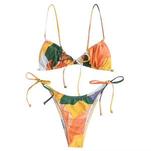New Hot Collection Women's Bikini Sets 2 Piece Summer Swimwear Plus Size Front Logo Off-the-Shoulder Quick Dry Removable <b>Padded</b> - Product Image 4