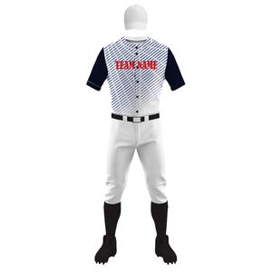 Men's Baseball Jersey <b>White</b> Blue Striped Short Sleeve <b>Button</b> Front Moisture Wicking Regular Fit All Seasons Apparel - Product Image 2