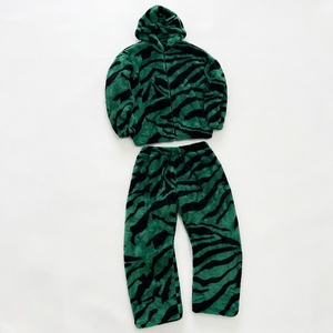 <b>Men's</b> Young Street Leopard Print Heavyweight Eco-Friendly Cotton Fleece Thickened Drawstring <b>Long</b> Sleeve Hooded Fluffy <b>Cardigan</b> - Product Image 4