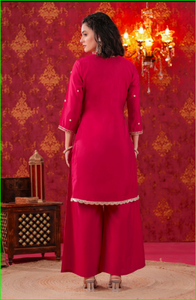 Conjunto Sharara Rojo Cereza con Dupatta Leheriya - Product Image 6