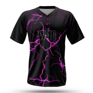 Unisex Baseball Jersey Black Purple Lightning Print Sublimated Quick Dry Short Sleeve Adult Regular Fit - Product Image 2