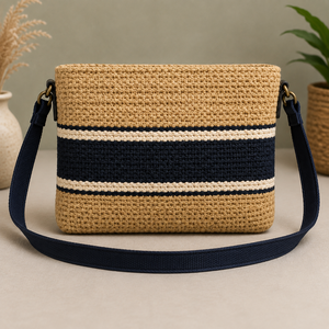 HINDVANTA GLOBAL Jute <b>Material</b> Eco-friendly Durable Fashion Vintage Sling <b>Bag</b> Cotton Rope Reinforcement Zipper Closure Storage - Product Image 3