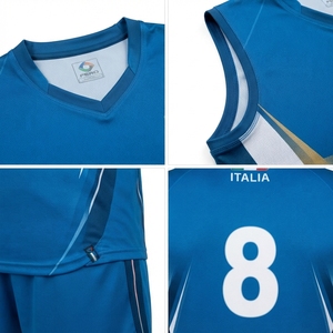 Camiseta de Voleibol Personalizada Sublimada de Poliéster Reciclado para Hombre, Cuello en V, Corte Ajustado, Sin Mangas, 145-155 GSM, Uniforme de Equipo Nacional de Élite - Product Image 4