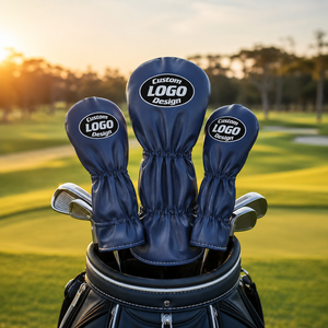 Custom Logo Design Blue PU Leather <b>Golf</b> Head Covers Elastic Band Solid Color Driver Hybrid Protector <b>Golf</b> Head Covers Driver - Product Image 6